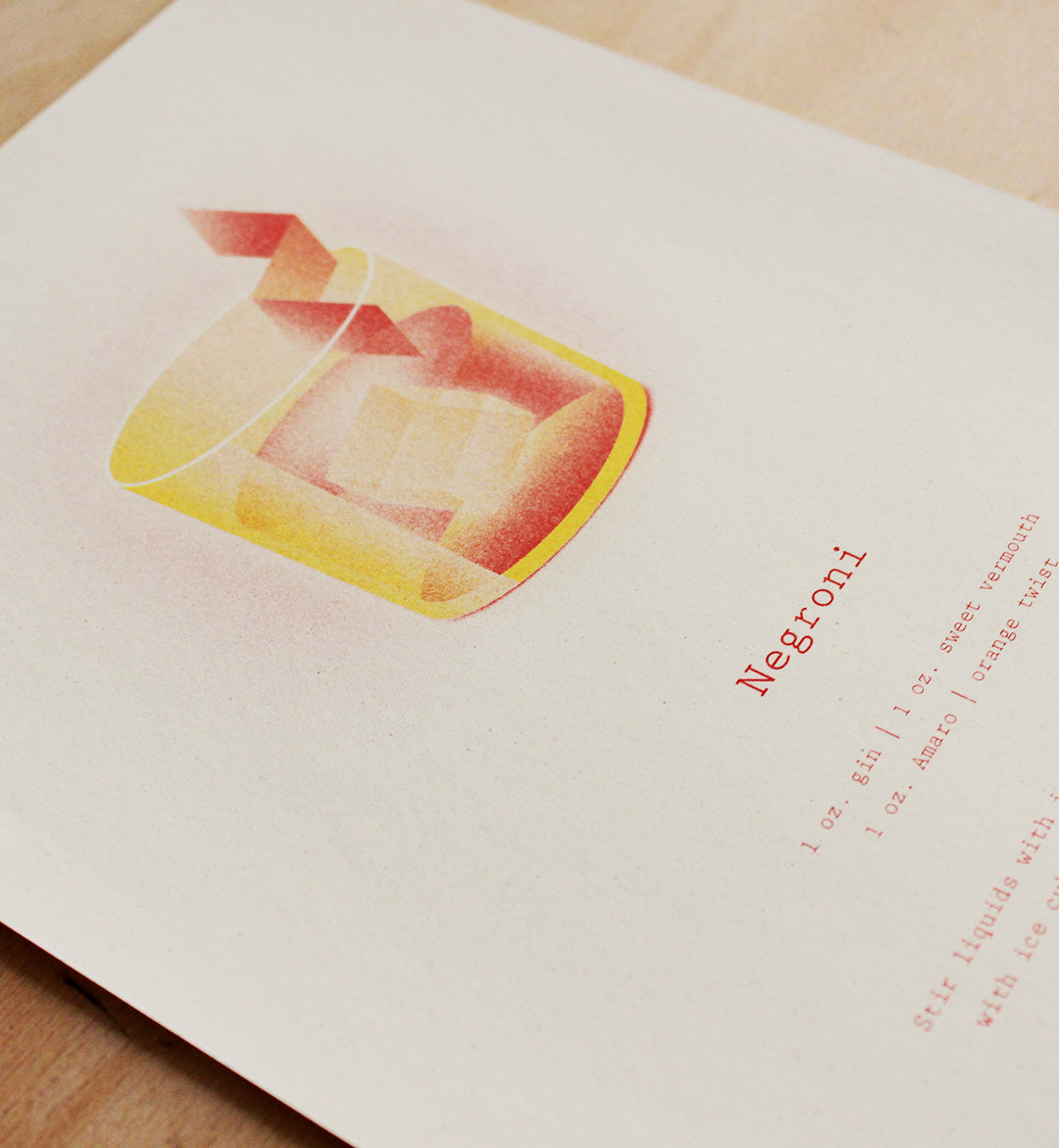 Negroni on Light Yellow Paper – A4 Riso Print