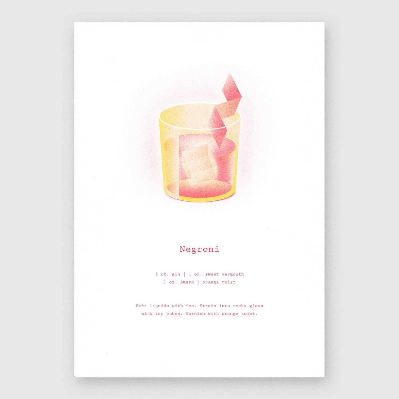 Negroni on White Paper – A4 Riso Print