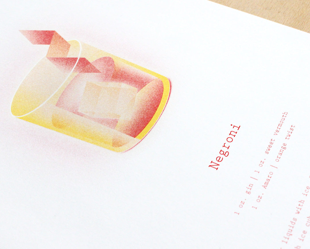 Negroni on White Paper – A4 Riso Print